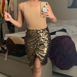 H&M Sequin Midi Pencil Skirt with Front slit